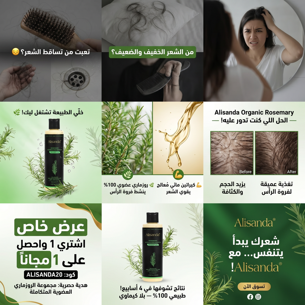 – شامبو أليساندا (Alisanda) بالروزماري والكيراتين