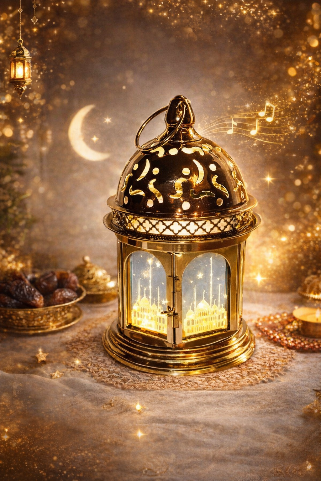 فانوس رمضان المضيء مع دعاء – ديكور رمضاني أنيق