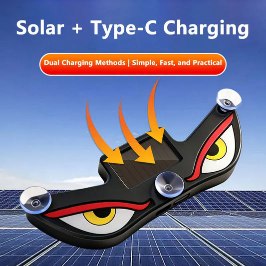 Solar Powered Car Neon Light Wireless Cool DEMON EYE Led Ambient Light Suction Cup USB Rechargeable Atmosphere Breathing Lamp
